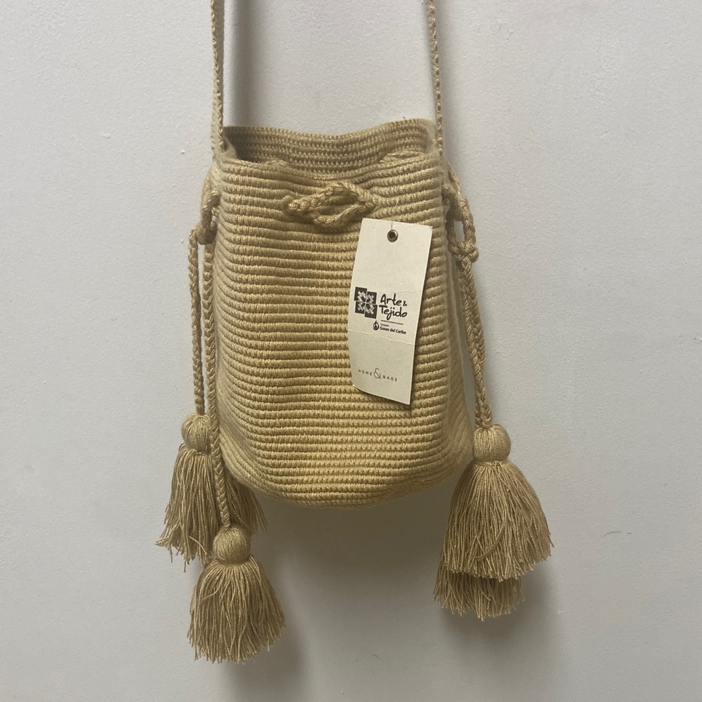 Artisan Woven Crossbody Bag in Tan